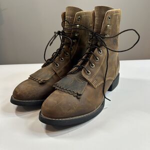 Ariat Boots Women's 8.5C Heritage Lacer II Kiltie Distressed Brown Leather